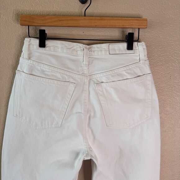Re/Done 70s Stove Pipe Jeans Womens 27 White Distressed Denim Cropped Raw Hem - Picture 6 of 15